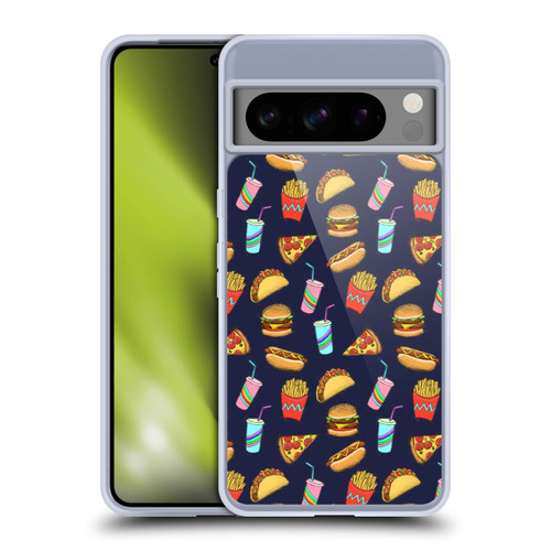 Micklyn Le Feuvre Patterns 2 Fast Food On Navy Soft Gel Case for Google Pixel 8 Pro