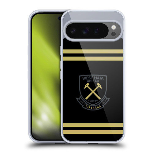 West Ham United FC 125 Year Anniversary Black Gold Stripes Claret Soft Gel Case for Google Pixel 9 Pro XL
