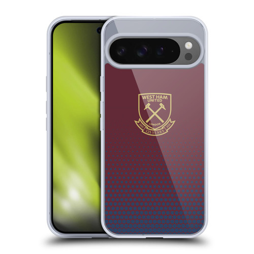 West Ham United FC 125 Year Anniversary Halftone Claret Crest Soft Gel Case for Google Pixel 9 Pro XL