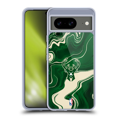 NBA Milwaukee Bucks Marble Agates Soft Gel Case for Google Pixel 8