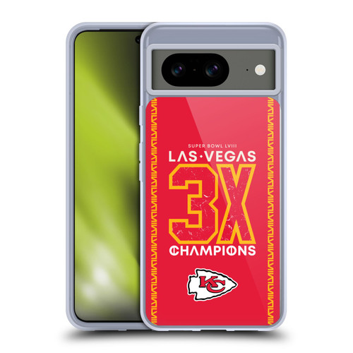 NFL 2024 Super Bowl LVIII Champions Kansas City Chiefs 3x Champ Soft Gel Case for Google Pixel 8