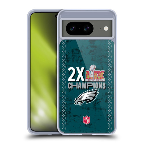 NFL 2025 Super Bowl LIX Champions Eagles 2X Champions Soft Gel Case for Google Pixel 8