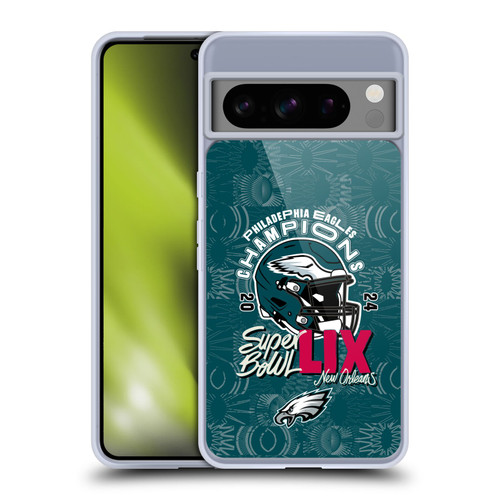 NFL 2025 Super Bowl LIX Champions Eagles Helmet With Pattern Soft Gel Case for Google Pixel 8 Pro