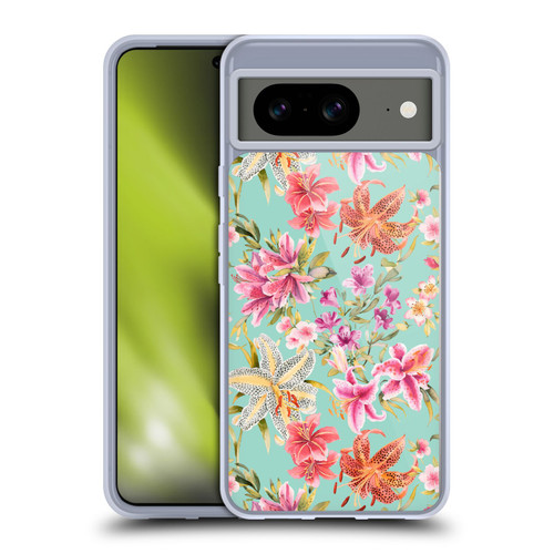 Ninola Pastel Beautiful Floral Liliums Pink Aqua Soft Gel Case for Google Pixel 8