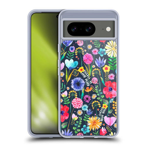 Ninola Spring Floral Flowers Spring Garden Navy Soft Gel Case for Google Pixel 8
