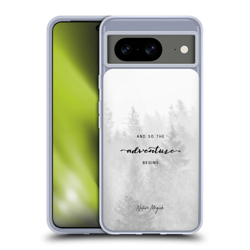 Nature Magick So The Adventure Begins Quote Black And White Forest Soft Gel Case for Google Pixel 8