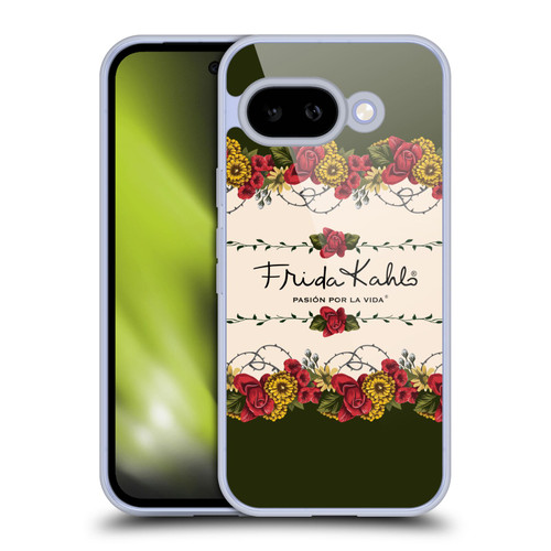 Frida Kahlo Red Florals Border Soft Gel Case for Google Pixel 9A