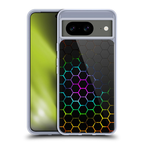 PLdesign Geometric Patterns Honeycomb Spectrum Soft Gel Case for Google Pixel 8