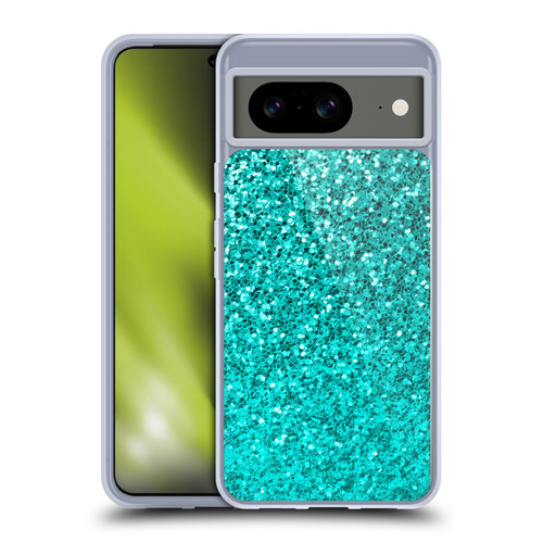 PLdesign Sparkle Prints Aqua Blue Soft Gel Case for Google Pixel 8