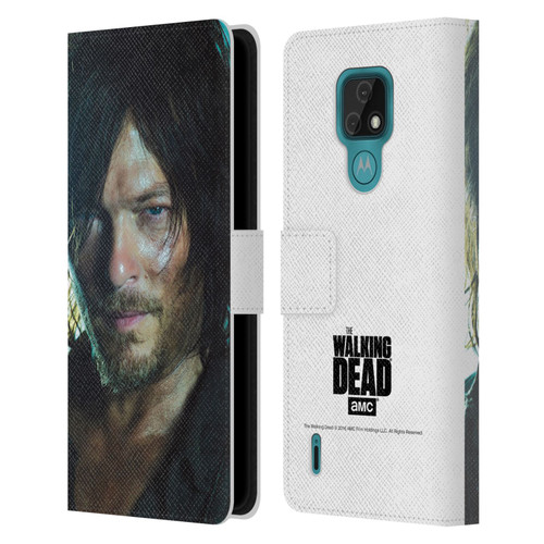 AMC The Walking Dead Characters Daryl Leather Book Wallet Case Cover For Motorola Moto E7