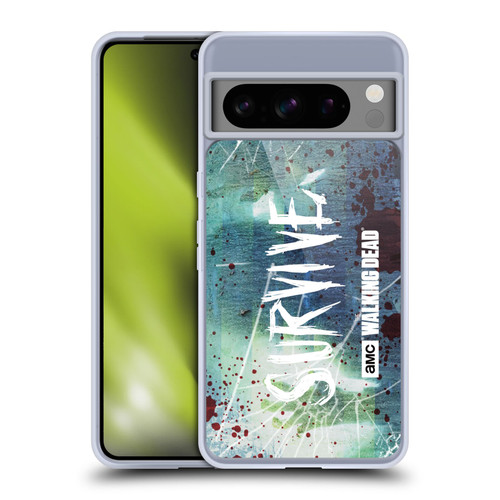 AMC The Walking Dead Typography Survive Torned Glass Soft Gel Case for Google Pixel 8 Pro