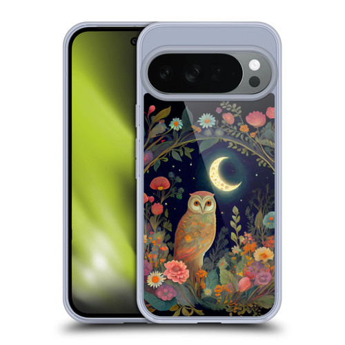 JK Stewart Key Art Owl Crescent Moon Night Garden Soft Gel Case for Google Pixel 10
