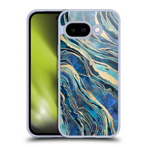 LebensArt Geo Liquid Marble Shimmer Blue Soft Gel Case for Google Pixel 9A