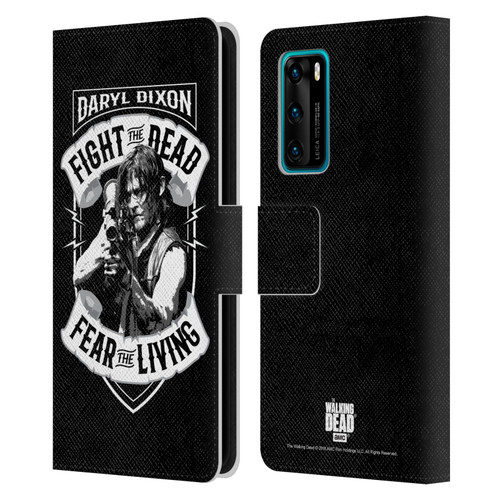 AMC The Walking Dead Daryl Dixon Biker Art RPG Black White Leather Book Wallet Case Cover For Huawei P40 5G