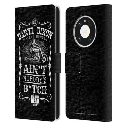 AMC The Walking Dead Daryl Dixon Biker Art Motorcycle Black White Leather Book Wallet Case Cover For Huawei Mate 40 Pro 5G