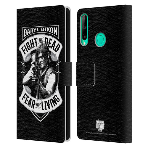AMC The Walking Dead Daryl Dixon Biker Art RPG Black White Leather Book Wallet Case Cover For Huawei P40 lite E