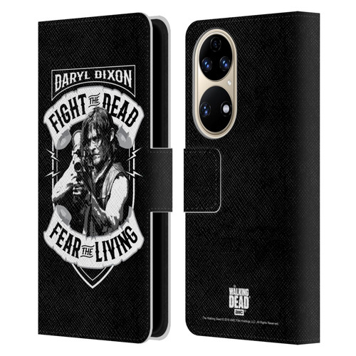 AMC The Walking Dead Daryl Dixon Biker Art RPG Black White Leather Book Wallet Case Cover For Huawei P50