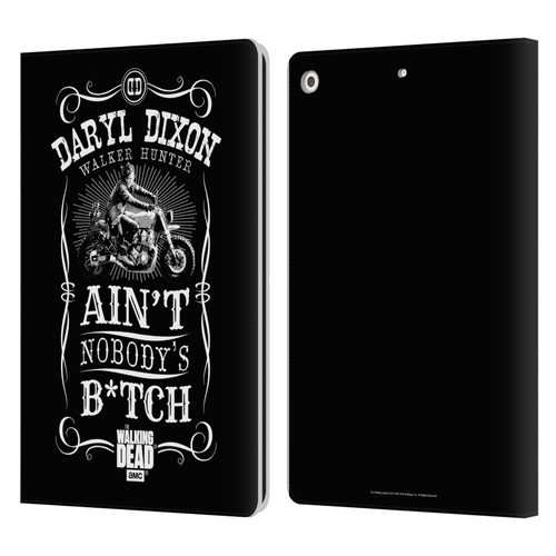 AMC The Walking Dead Daryl Dixon Biker Art Motorcycle Black White Leather Book Wallet Case Cover For Apple iPad 10.2 2019/2020/2021