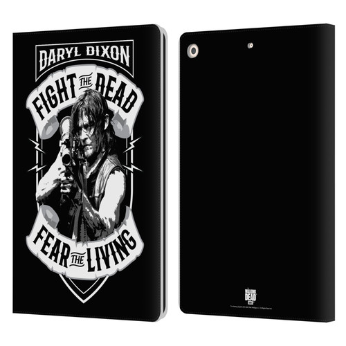 AMC The Walking Dead Daryl Dixon Biker Art RPG Black White Leather Book Wallet Case Cover For Apple iPad 10.2 2019/2020/2021