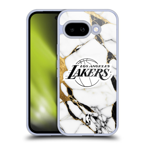 NBA Los Angeles Lakers White Marble Soft Gel Case for Google Pixel 9A