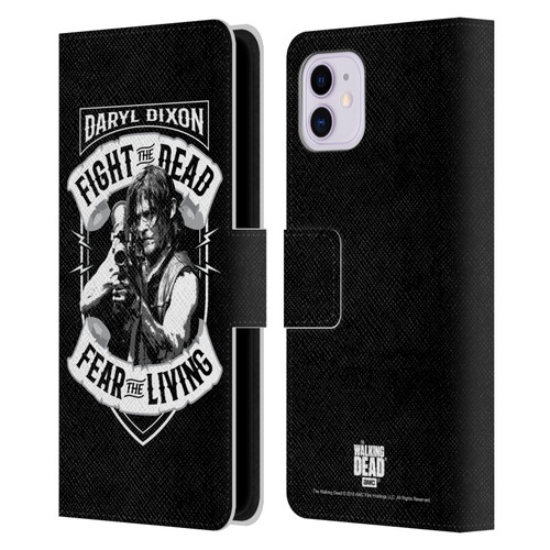 AMC The Walking Dead Daryl Dixon Biker Art RPG Black White Leather Book Wallet Case Cover For Apple iPhone 11