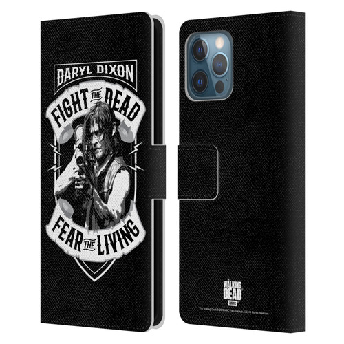 AMC The Walking Dead Daryl Dixon Biker Art RPG Black White Leather Book Wallet Case Cover For Apple iPhone 12 Pro Max