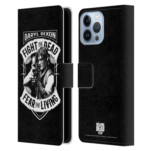 AMC The Walking Dead Daryl Dixon Biker Art RPG Black White Leather Book Wallet Case Cover For Apple iPhone 13 Pro Max