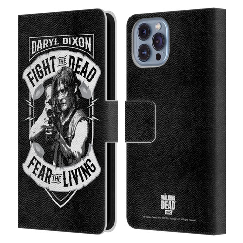 AMC The Walking Dead Daryl Dixon Biker Art RPG Black White Leather Book Wallet Case Cover For Apple iPhone 14