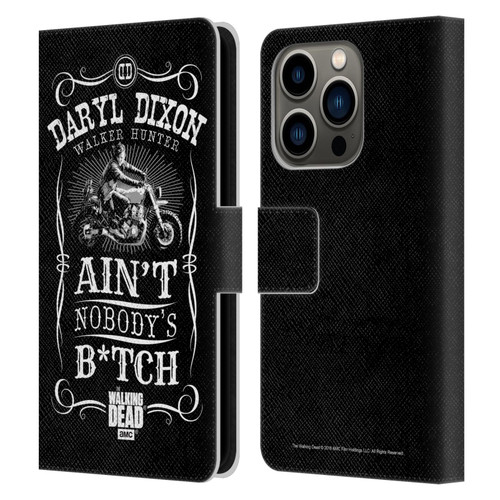 AMC The Walking Dead Daryl Dixon Biker Art Motorcycle Black White Leather Book Wallet Case Cover For Apple iPhone 14 Pro