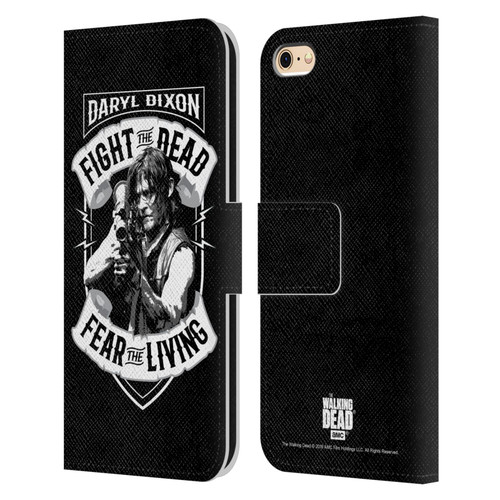 AMC The Walking Dead Daryl Dixon Biker Art RPG Black White Leather Book Wallet Case Cover For Apple iPhone 6 / iPhone 6s