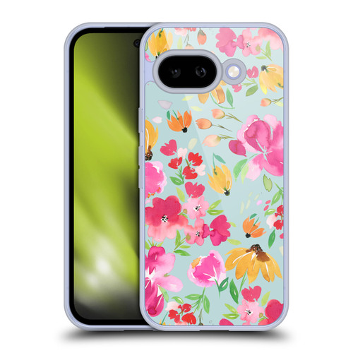Ninola Spring Floral Flowers Blue Soft Gel Case for Google Pixel 9A