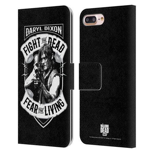 AMC The Walking Dead Daryl Dixon Biker Art RPG Black White Leather Book Wallet Case Cover For Apple iPhone 7 Plus / iPhone 8 Plus