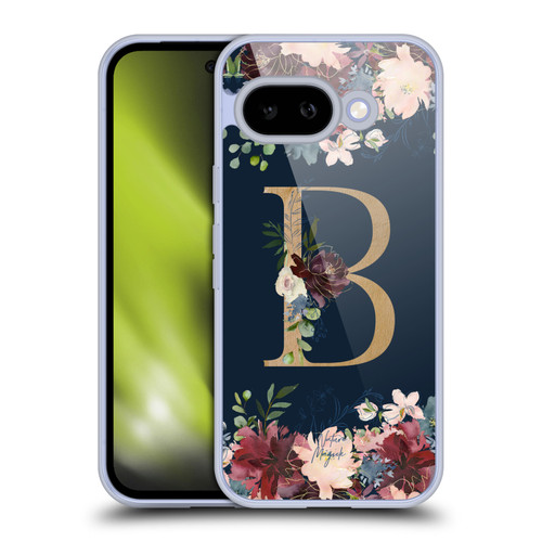 Nature Magick Floral Monogram Gold Navy Letter B Soft Gel Case for Google Pixel 9A