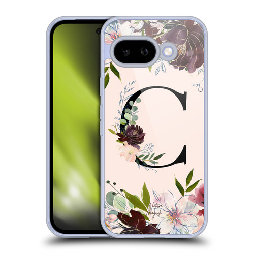 Nature Magick Rose Gold Flowers Monogram 1 Letter C Soft Gel Case for Google Pixel 9A