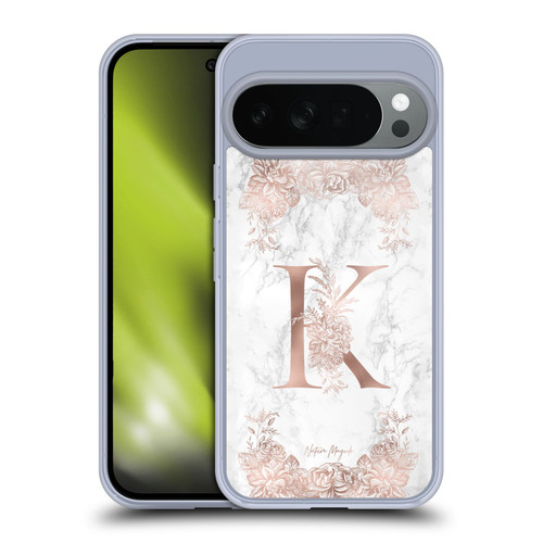 Nature Magick Rose Gold Marble Monogram Letter K Soft Gel Case for Google Pixel 10