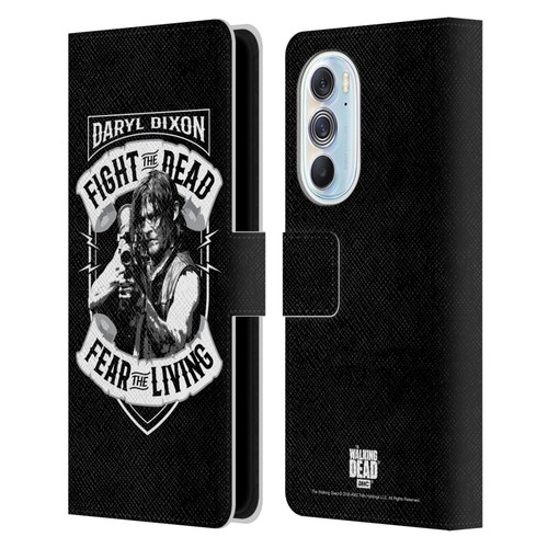 AMC The Walking Dead Daryl Dixon Biker Art RPG Black White Leather Book Wallet Case Cover For Motorola Edge X30