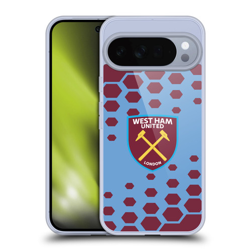West Ham United FC Crest Graphics Hexagon Pattern Soft Gel Case for Google Pixel 10 Pro XL