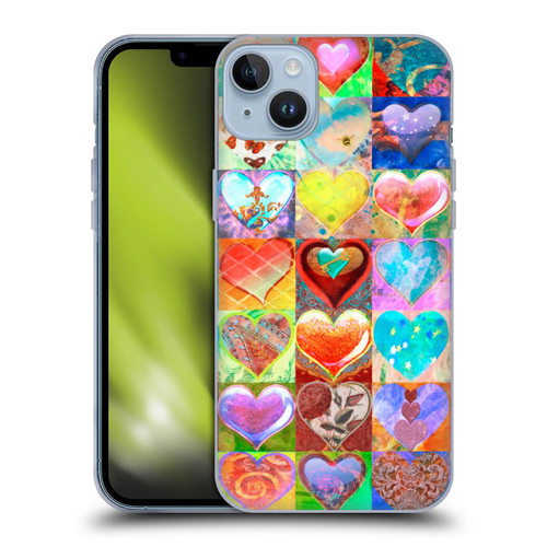 Aimee Stewart Colourful Sweets Hearts Grid Soft Gel Case for Apple iPhone 14 Plus