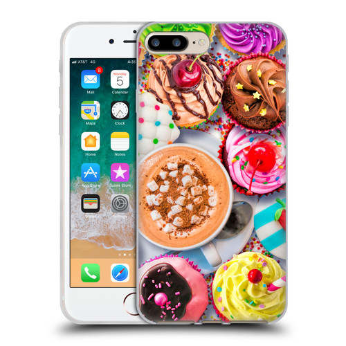Aimee Stewart Colourful Sweets Cupcakes And Cocoa Soft Gel Case for Apple iPhone 7 Plus / iPhone 8 Plus