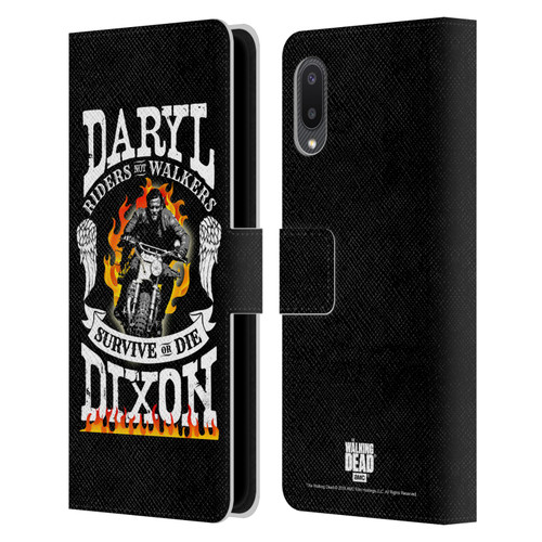 AMC The Walking Dead Daryl Dixon Biker Art Motorcycle Flames Leather Book Wallet Case Cover For Samsung Galaxy A02/M02 (2021)