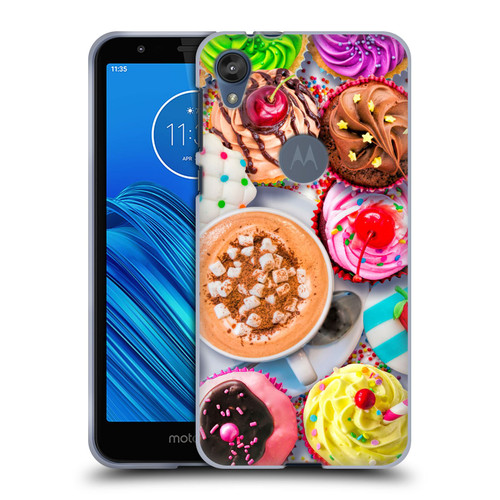 Aimee Stewart Colourful Sweets Cupcakes And Cocoa Soft Gel Case for Motorola Moto E6