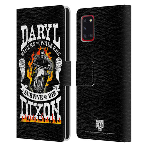 AMC The Walking Dead Daryl Dixon Biker Art Motorcycle Flames Leather Book Wallet Case Cover For Samsung Galaxy A31 (2020)