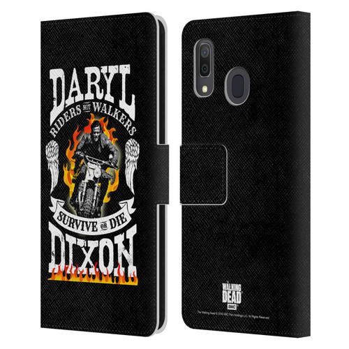 AMC The Walking Dead Daryl Dixon Biker Art Motorcycle Flames Leather Book Wallet Case Cover For Samsung Galaxy A33 5G (2022)