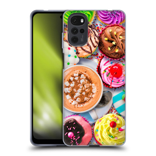 Aimee Stewart Colourful Sweets Cupcakes And Cocoa Soft Gel Case for Motorola Moto G22