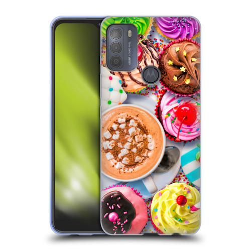 Aimee Stewart Colourful Sweets Cupcakes And Cocoa Soft Gel Case for Motorola Moto G50