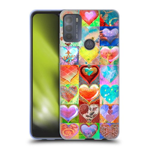 Aimee Stewart Colourful Sweets Hearts Grid Soft Gel Case for Motorola Moto G50