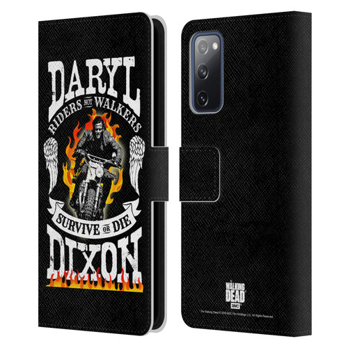 AMC The Walking Dead Daryl Dixon Biker Art Motorcycle Flames Leather Book Wallet Case Cover For Samsung Galaxy S20 FE / 5G
