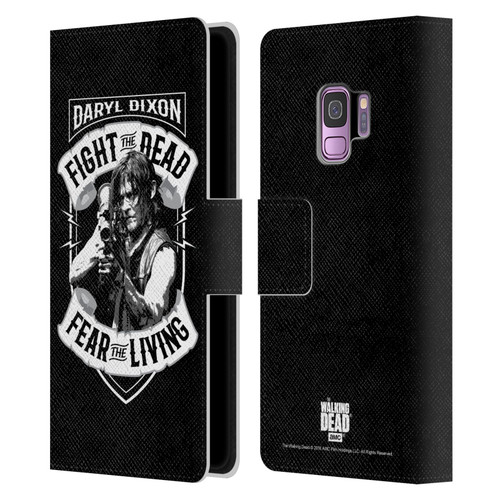 AMC The Walking Dead Daryl Dixon Biker Art RPG Black White Leather Book Wallet Case Cover For Samsung Galaxy S9