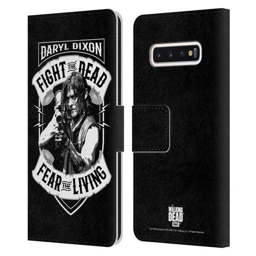 AMC The Walking Dead Daryl Dixon Biker Art RPG Black White Leather Book Wallet Case Cover For Samsung Galaxy S10