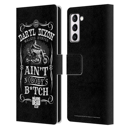 AMC The Walking Dead Daryl Dixon Biker Art Motorcycle Black White Leather Book Wallet Case Cover For Samsung Galaxy S21+ 5G